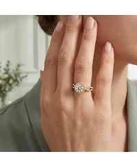 Sterling Silver 14K Gold Plated Cubic Zirconia Bold Statement Ring