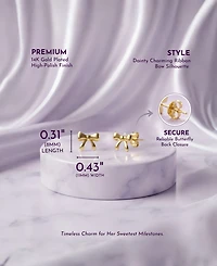 GiGiGirl 14k Gold Plated Wrapped in Ribbons Tiny Stud Earrings for Baby/Toddler
