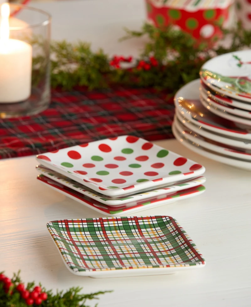 Certified International Santa Delight Canape Plates, Set of 4