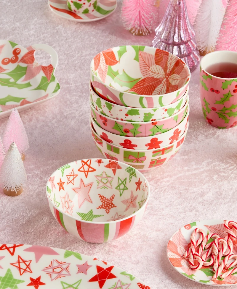 Certified International Scarlet Ribbon All-Purpose Bowls, Set of 6