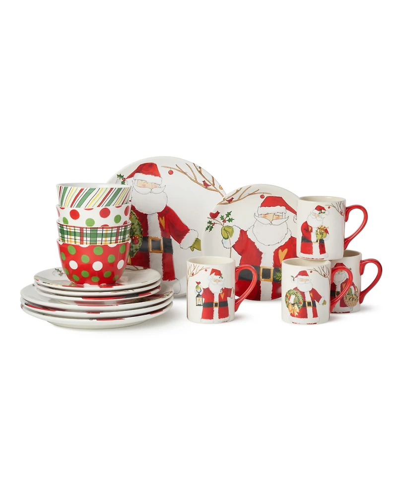 Certified International Santa Delight 16-Piece Dinnerware Set, Service For 4