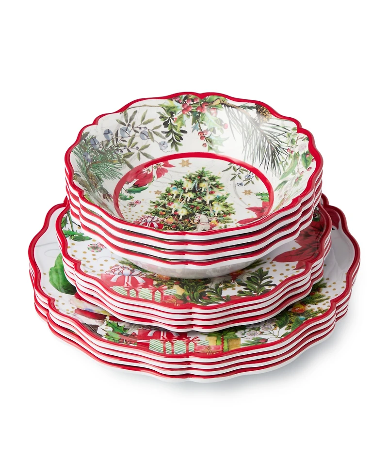 Certified International Santa's Delivery Melamine 12-Piece Dinnerware Set, Service For 4