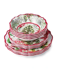 Certified International Santa's Delivery Melamine 12-Piece Dinnerware Set, Service For 4
