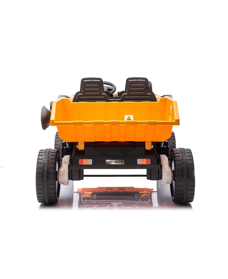 Yobtop Large Remote-Control Two-Seater Ride-On Dump Truck with Led Lights & Auto-Lift Compartment, 110 lbs Capacity, Ages 3+
