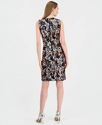 Anne Klein Women's Sequined-Floral Scoop-Neck Sheath Dress