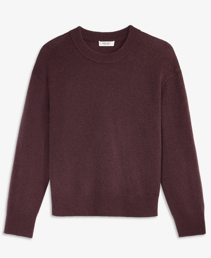On 34th Women's Cashmere Crewneck Relaxed-Fit Sweater, Macy's Exclusive