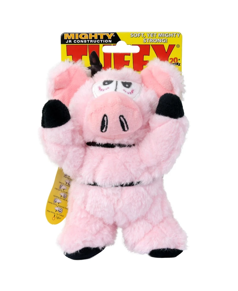 Mighty Jr Angry Animals Pig 2 Pack, Durable Plush Squeaky Dog Toy