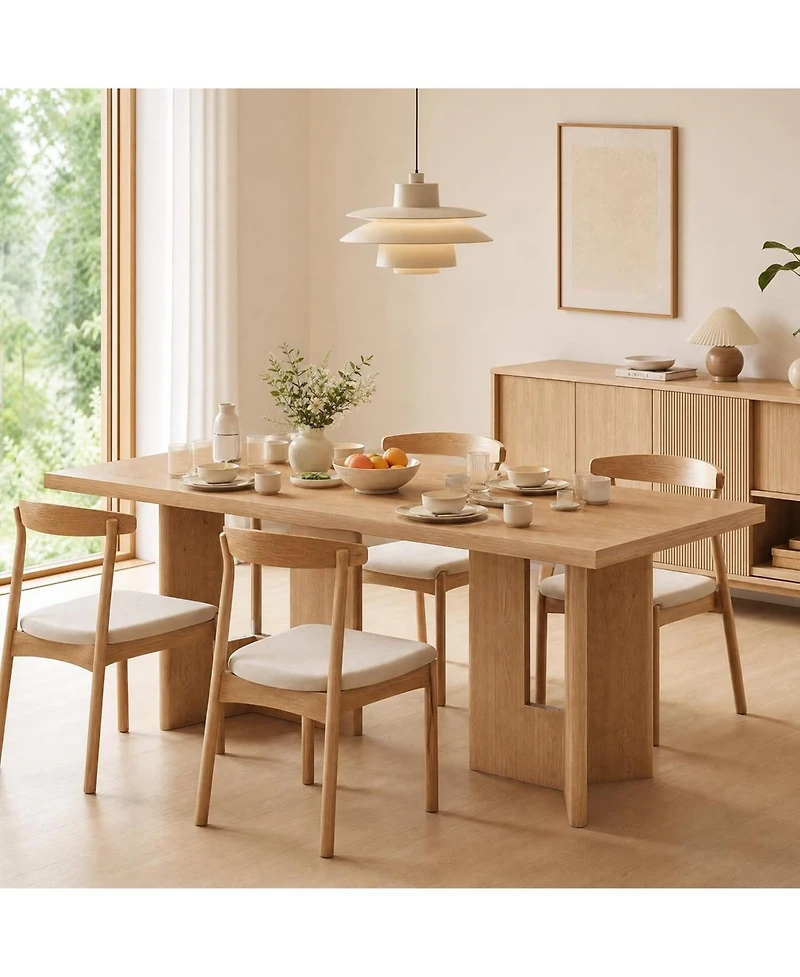 Gaomon 77" Rectangular Dining Table with Slab Panel Base, Seats 4-6
