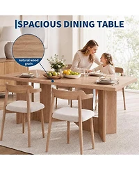 Gaomon 77" Oak Rectangular Dining Table with Panel Base, Seats 4-6, Vintage Walnut Finish