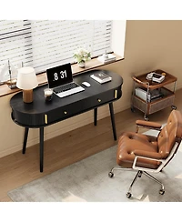 Gaomon 55-Inch Black Office Desk with 2 Drawers, Executive Computer Workstation for Home Office and Bedroom