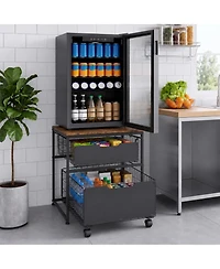 homfan 2-Tier Mobile Storage Cabinet with Metal Drawers and Wheels, 300 lbs Top