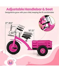 Hongge Kids Tricycle with Inflatable Rubber Tires and Wooden Basket, 200 lbs Capacity, Ages 3+