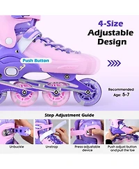 Hongge Light-Up Adjustable Inline Skates, Sizes 13.5C-3, Ages 5-7