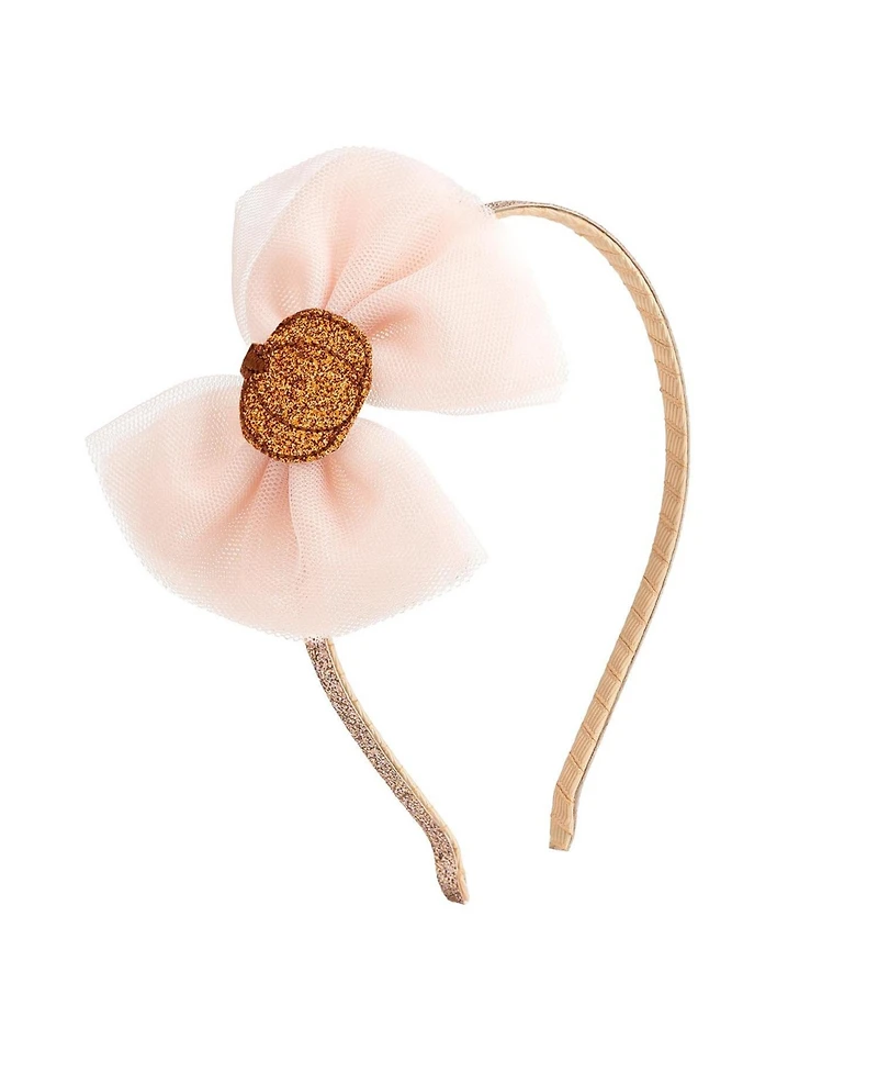 Sweet Wink Little and Big Girls Pumpkin Tulle Bow Headband