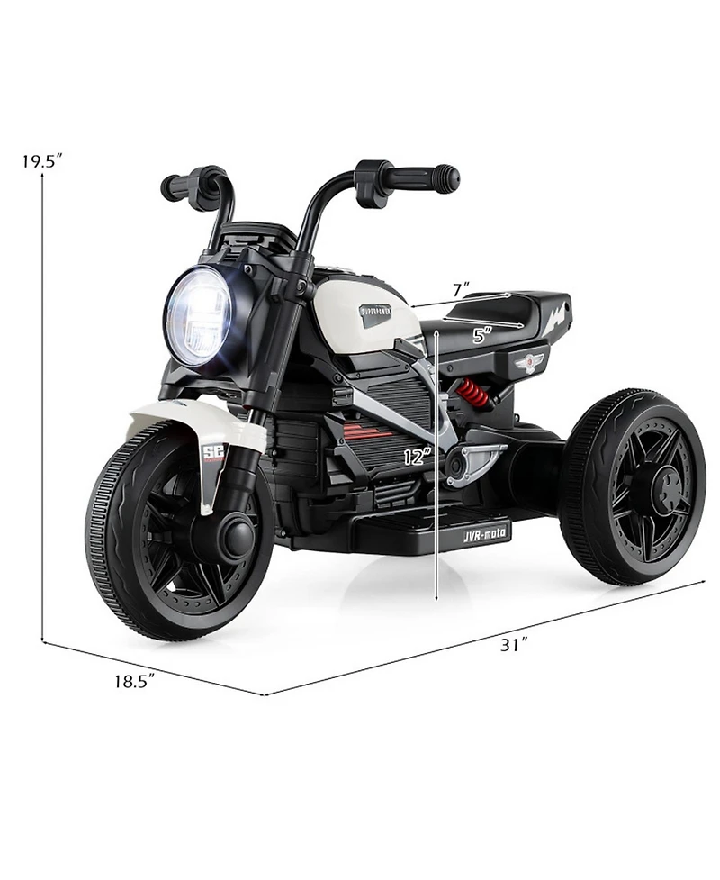 Hongge 6V Electric Motorcycle with Led Headlight and Music, 31" x 18.5" x 19.5", 66 lb. Capacity, Ages 3-5