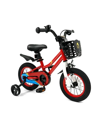 Hongge 12-Inch Kids Bike with Training Wheels, Adjustable Seat and Handlebar, Dual Brake System, 100 lbs Capacity, Ages 3–4