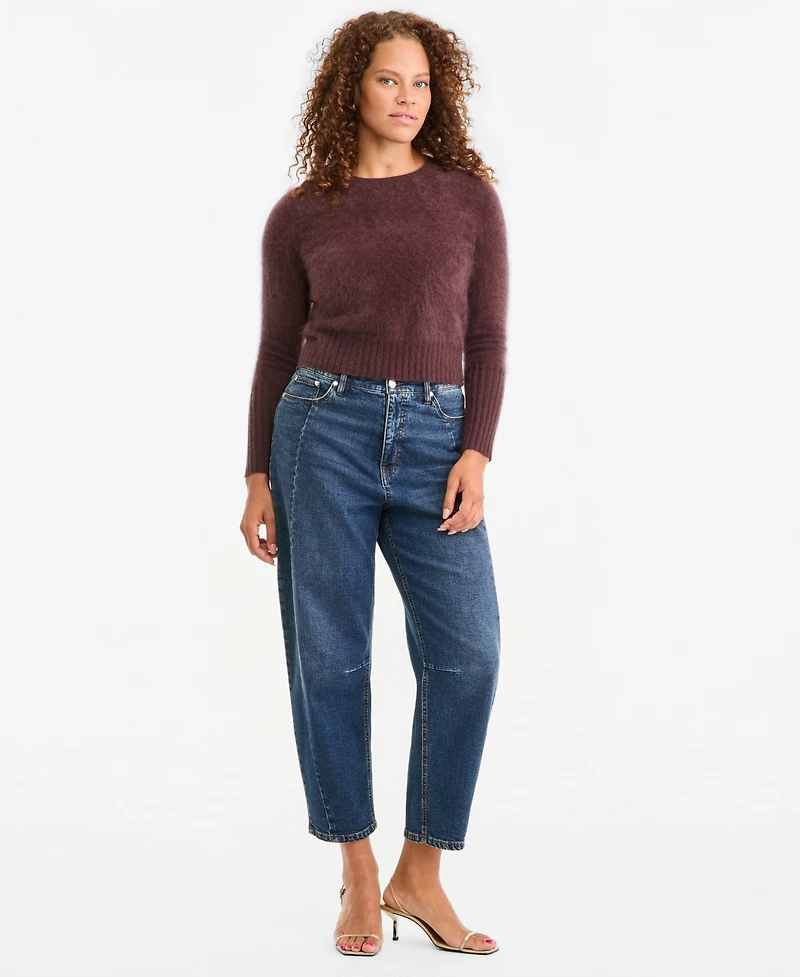 On 34th Women's Cropped Brushed Crewneck Cashmere Shrunken Sweater, Macy's Exclusive