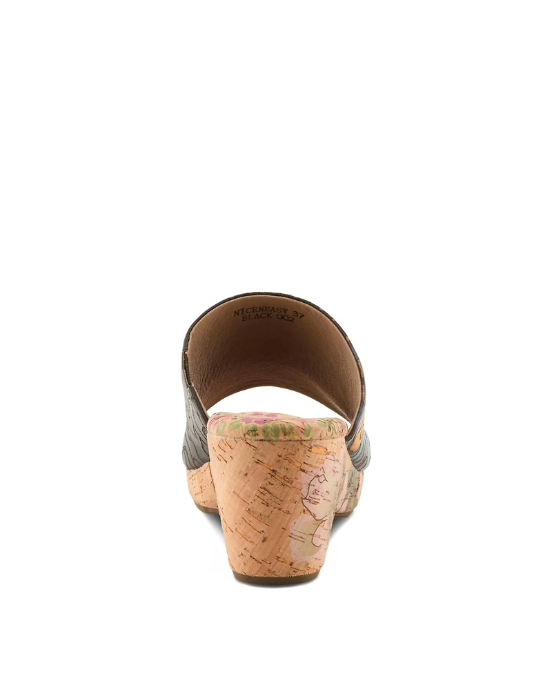 L'Artiste Women's Niceneasy Slide with Hand-Painted Design