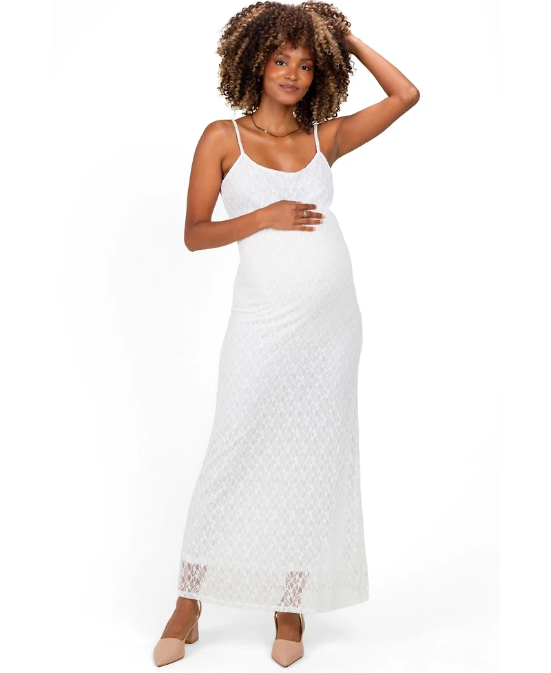 Pinkblush Maternity Sleeveless Lace Square-Neck Maxi Dress