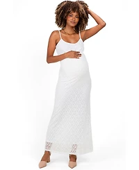 Pinkblush Maternity Sleeveless Lace Square-Neck Maxi Dress