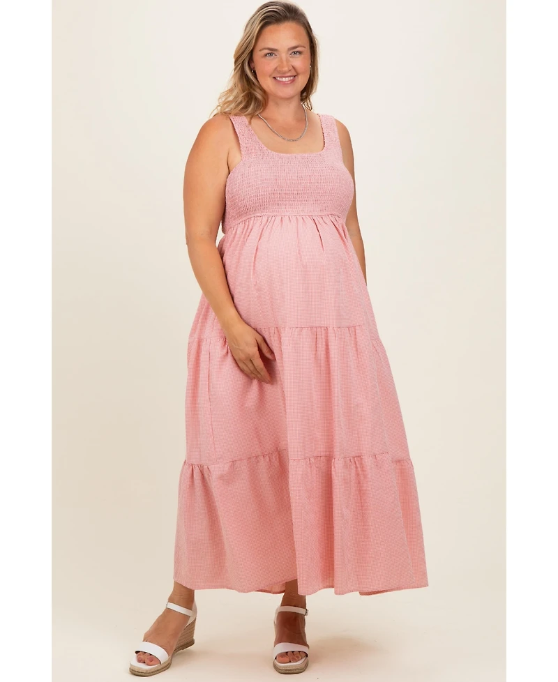 Pinkblush Maternity Tiered Smocked Square Neck Maxi Dress