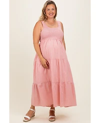 Pinkblush Maternity Tiered Smocked Square Neck Maxi Dress