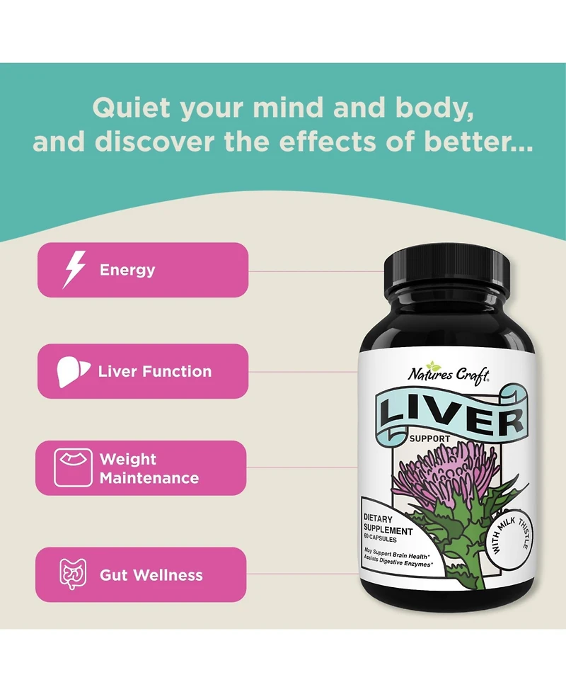 Liver Support Supplement, Support Gut Health, Nature's Craft, 60ct.