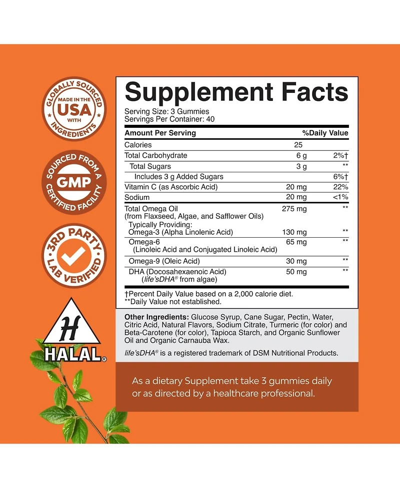 Omega 3 Gummies for Adults - Omega 3 6 9 Dha Gummies for Brain, Bone, Heart Health & Joint Support - Burpless Supplement for Men & Women