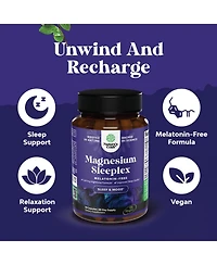 Nature's Craft Magnesium Sleep Support with Magtein Magnesium L-Threonate, Apigenin & L-Theanine for restful sleep. 90 capsules.