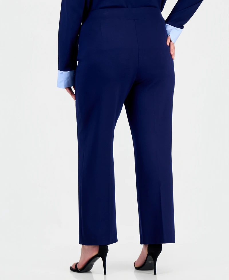 Jones New York Plus Pull On Pintuck Trouser: Serenity Knit Wide-Leg Pants