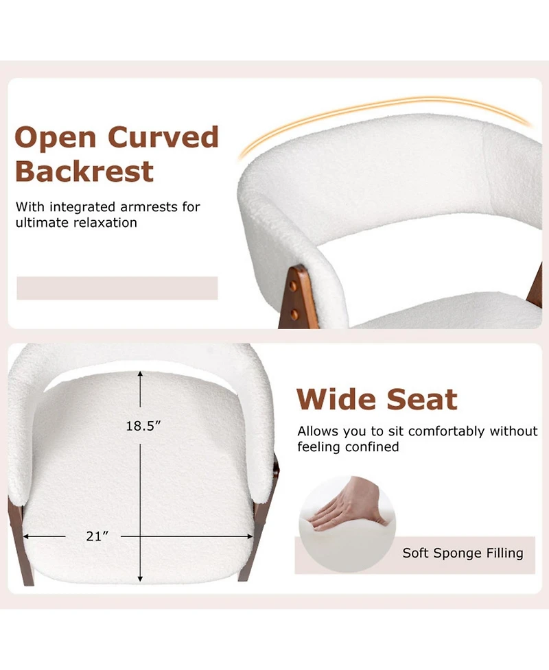 Sugift Mid-Century Sherpa Upholstered Dining Chairs Set of 4 with Open Back
