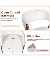 Sugift Mid-Century Sherpa Upholstered Dining Chairs Set of 4 with Open Back