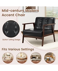 Sugift Oversized Accent Chair with Rubber Wood Frame and Button-Tufted Backrest
