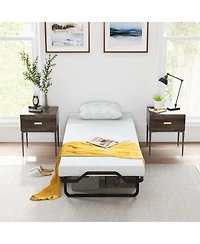 Sugift Folding Rollaway Guest Bed with 4-Inch Memory Foam Mattress and Locking Wheels