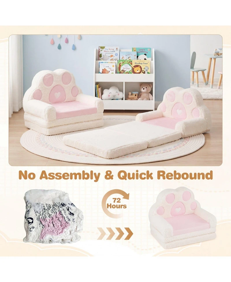 Sugift 2-in-1 Convertible Kids Sofa and Lounger with Removable Washable Cover
