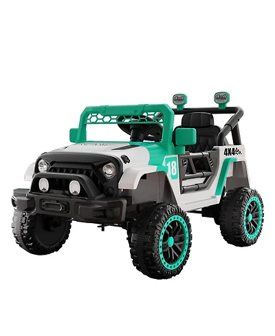 Yobtop 12V Kids Ride On Car - Remote Control Electric Toy, Spring Suspension, Led Lights and Music, Rechargeable Vehicle Gift