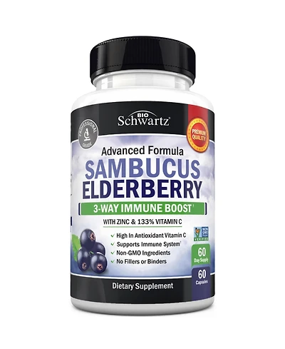 BioSchwartz Elderberry Capsules with Vitamin C and Zinc, 60 Capsules