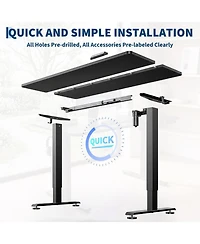 homfan 47"x24" Black Electric Sit-Stand Desk, 2-Fold Top, Height Adjustable, 176 lbs