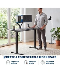 homfan 47"x24" Black Electric Sit-Stand Desk, 2-Fold Top, Height Adjustable, 176 lbs