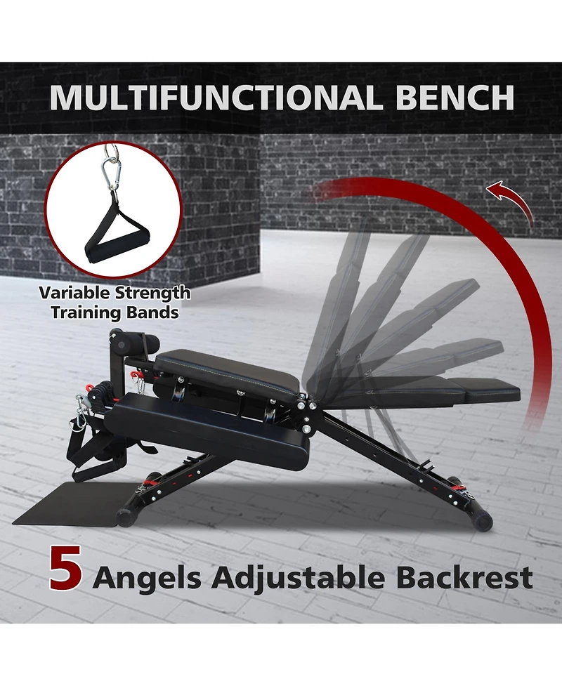 Sevorley Adjustable Foldable Weight Bench for Home Gym Workouts with Accessories and 660 lb Capacity