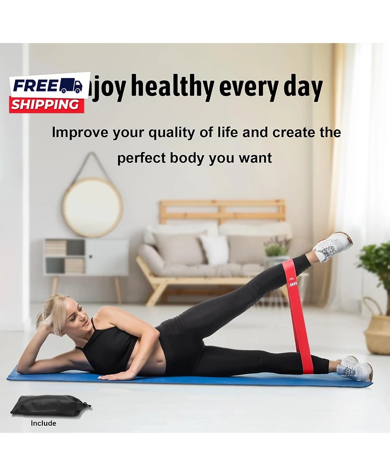 Sevorley Loop Resistance Bands Set, 5 Levels Tpe Exercise Bands with Carry Bag for Yoga, Strength Training, Fitness and Physical Therapy
