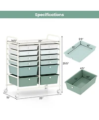 Sugift 12-Drawer Rolling Storage Cart with Removable Drawers and Lockable Wheels