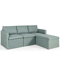 Sugift Convertible L-Shaped Sectional Sofa with Reversible Chaise and Ottoman