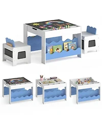 Sugift Multi-Purpose Kids Activity Table and 2-Chair Set with Double-Sided Tabletop