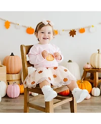 Sweet Wink Baby Girls Pumpkin Tulle Bow Baby Headband