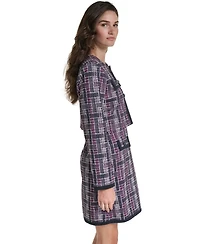Karl Lagerfeld Paris Women's Plaid Cropped Ponte Jacket