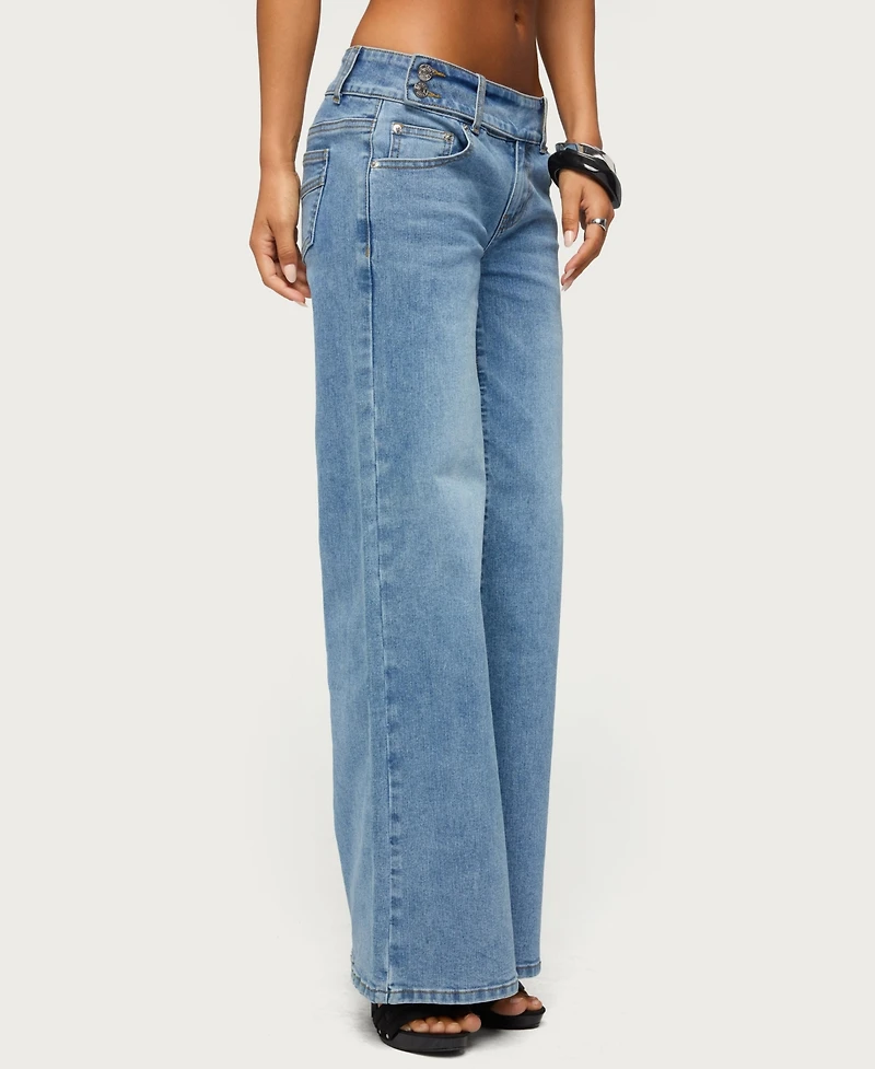 Edikted Women's Dale Low-Rise Straight-Leg Stretchy Jeans, 31" Inseam