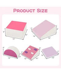 Sugift Toddler Standard Soft-Foam Climbing Triangle Ramp 6-Piece Play Set