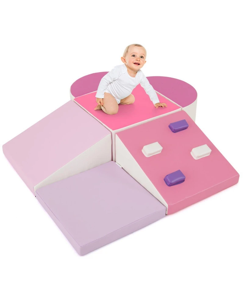 Sugift Toddler Standard Soft-Foam Climbing Triangle Ramp 6-Piece Play Set
