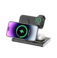 Artudatech 4-in-1 Foldable 15W Fast-Charging Wireless Charger with Night Light, Compatible with iPhone, Apple Watch, and AirPods